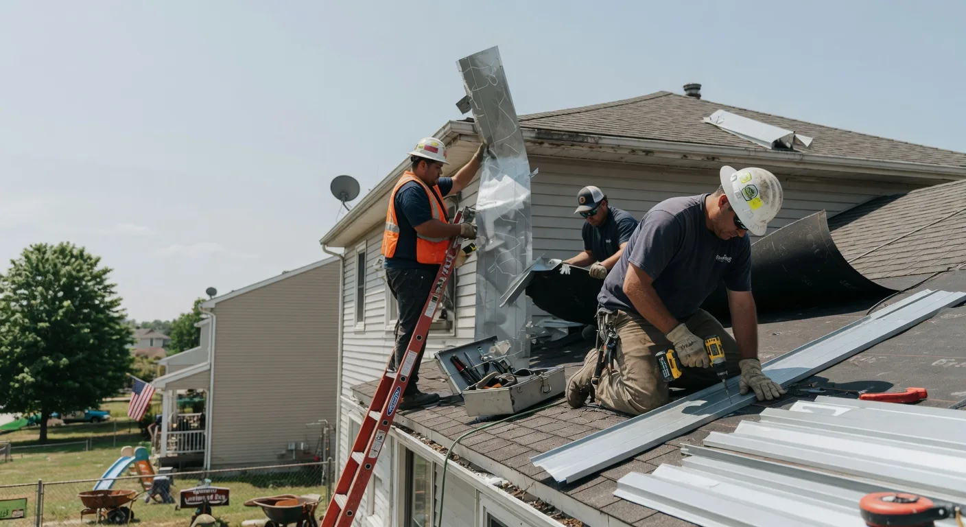 Storm Damage Metal Roof Repair in New Baden, IL